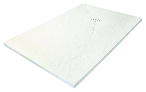 Receveur de douche extra?plat NARA 90x180 - Résine ardoise blanc - Découpable - bonde incluse